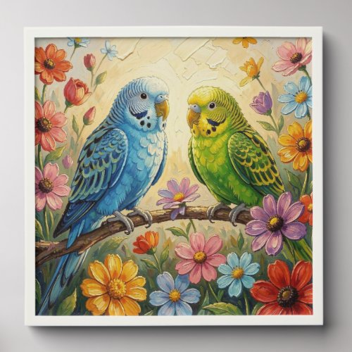 Pretty  Blue and Green Parakeets  Peel And Stick Photo Tile