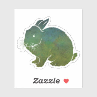 Pretty Blue and Green Rabbit Sticker