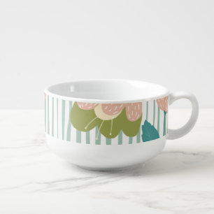 Pretty blue and pink flower pattern Pastel lovers Soup Mug