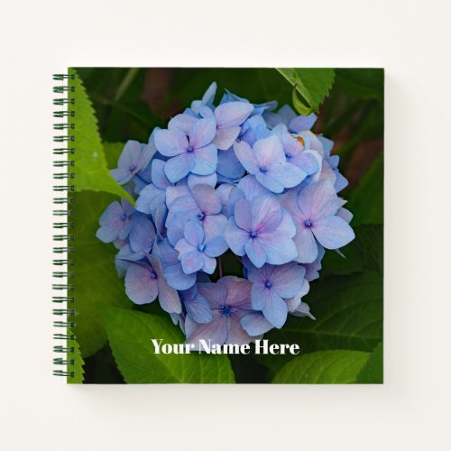 Pretty Blue and Pink Hydrangea Floral Photo Notebook