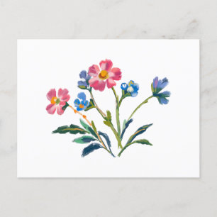 Pretty Blue and Pink Wildflowers  Postcard