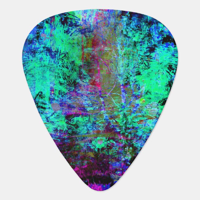 Pretty Blue and Purple Abstract Grunge Abalone Guitar Pick (Front)