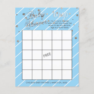 Pretty Blue and Silver Baby Shower - Bingo Flyer