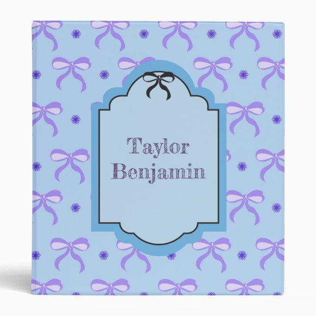 Pretty Blue and Violet Bows Binder (Front)