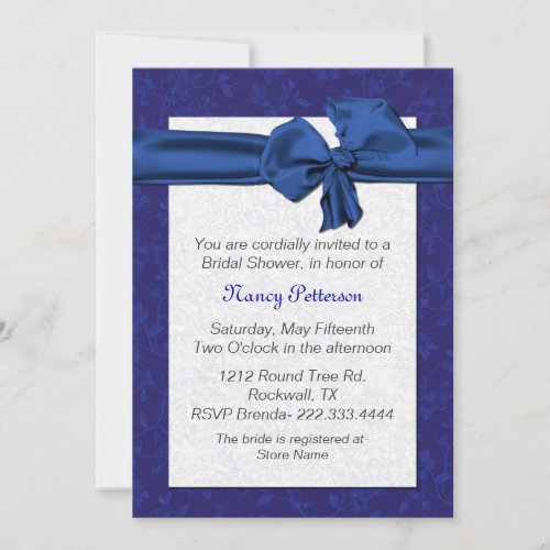 Pretty Blue and White Bridal Shower Invitation