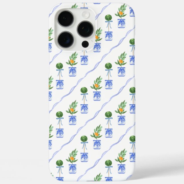 Pretty Blue and White Chinoiserie Bows Topiary Case-Mate iPhone Case (Back)