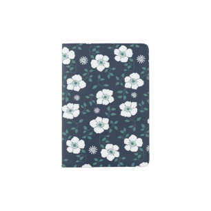 Pretty Blue and White Floral Pattern Passport Holder