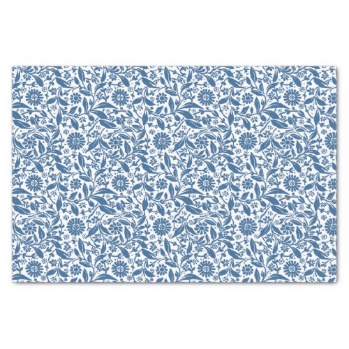 Pretty Blue and White Floral Pattern Tissue Paper