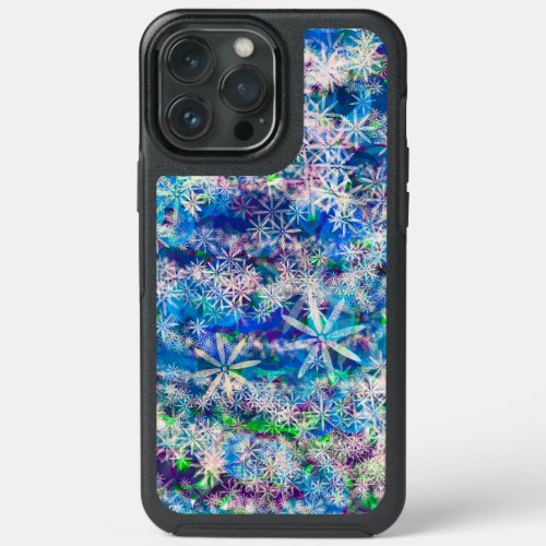 Pretty Blue and White Flowers or Snowflakes   iPhone 13 Pro Max Case