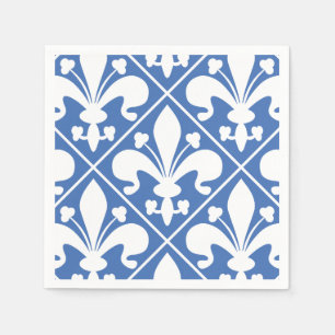 Pretty Blue and White French Fleur de Lys Napkins