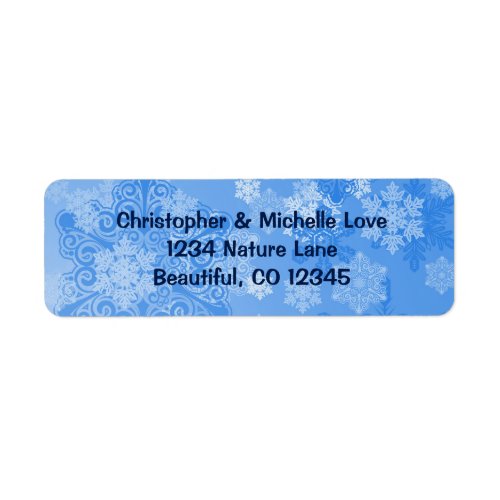 Pretty Blue and White Snowflakes Winter Address Label