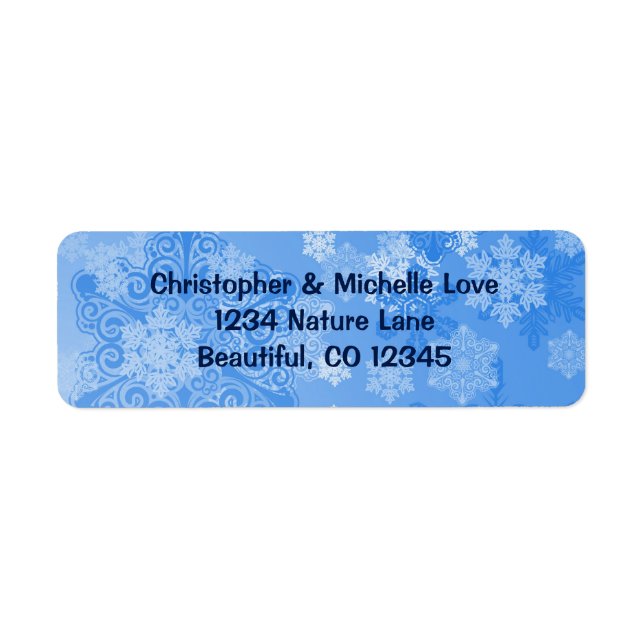 Pretty Blue and White Snowflakes Winter Address Label (Front)