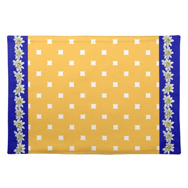 Pretty Blue and Yellow Edelweiss Place Mat (Front)