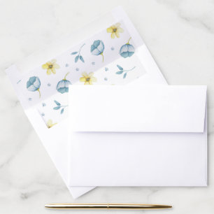 Pretty blue and yellow flowers envelope liner