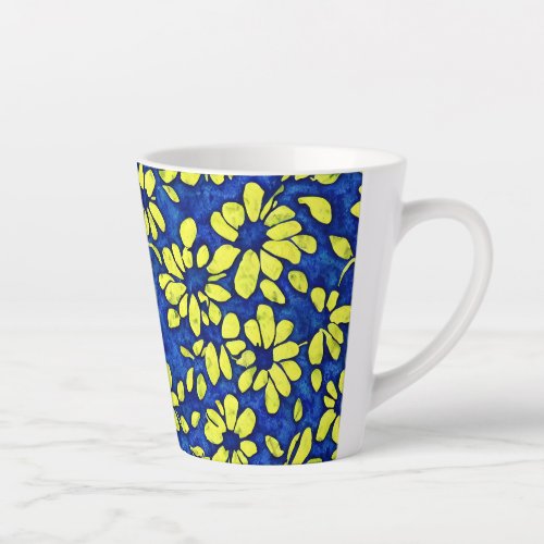 Pretty blue and yellow watercolor floral mug