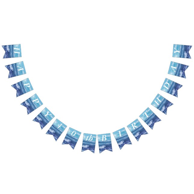 Pretty Blue Atlantic Ocean Waves Sky Birthday Bunting Flags (All)