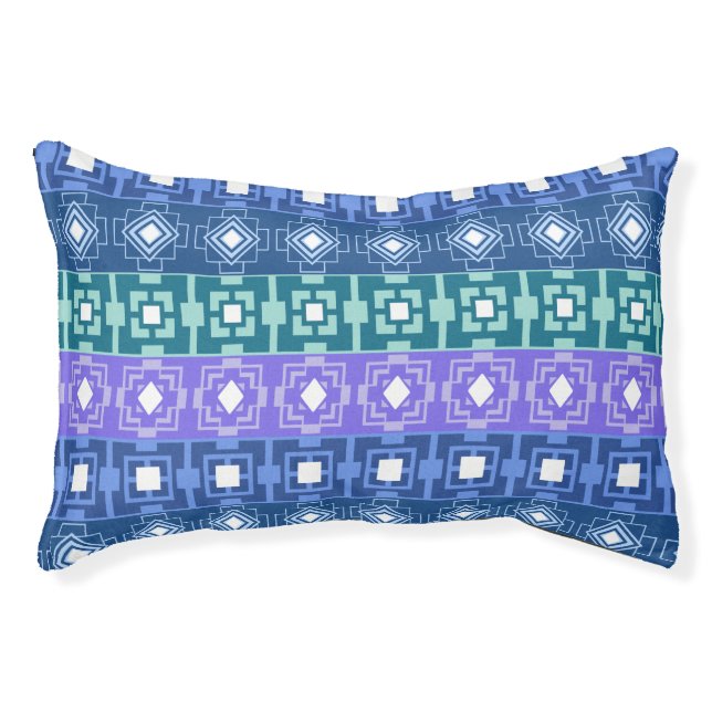 Pretty Blue Aztec Pattern Dog Bed (Front)