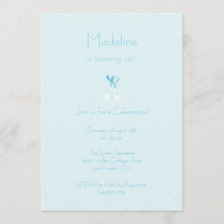 Pretty Blue Ballet Slippers Birthday Invite