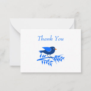 Pretty Blue Bird Nature Simple Thank You Custom Note Card