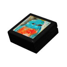 Pretty Blue Bird Wooden Jewelry Keepsake Box