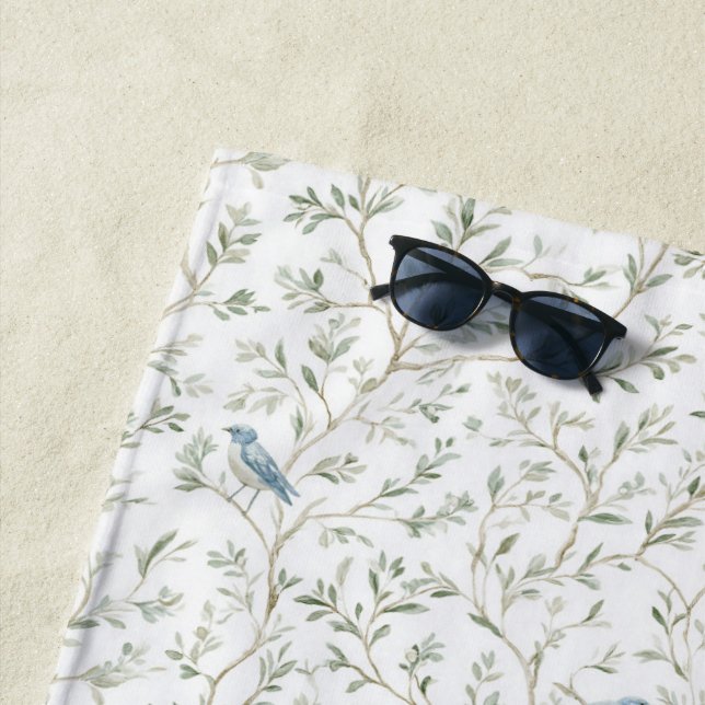 Pretty Blue Birds   Beach Towel (In Situ)