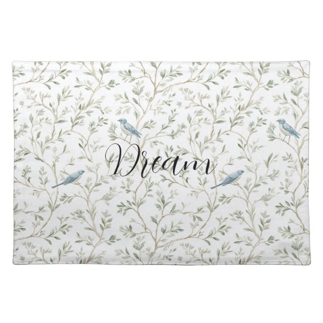 Pretty Blue Birds Dream Cloth Placemat (Front)