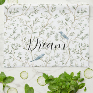 Pretty Blue Birds Dream Kitchen Towel