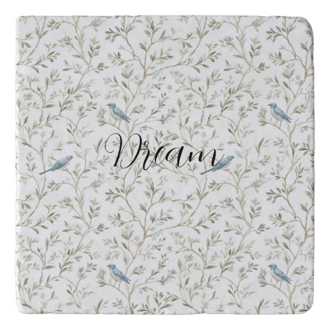 Pretty Blue Birds Dream Trivet (Front)