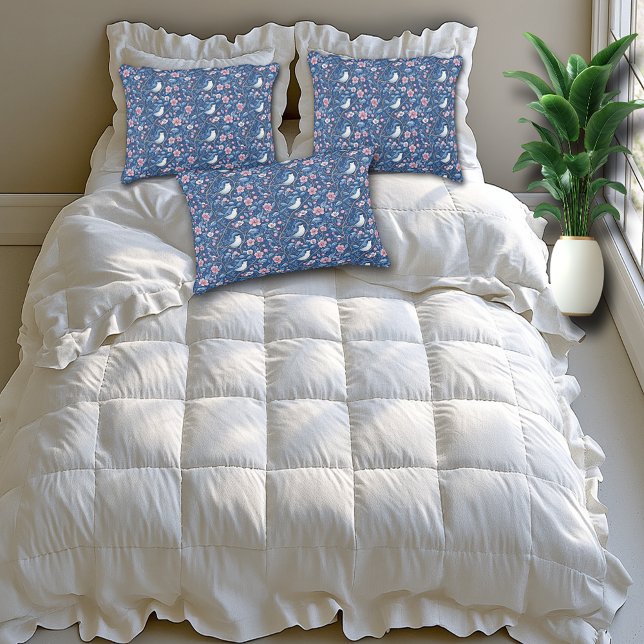 Pretty Blue Birds Pink Roses Elegant Pillow Case (Creator Uploaded)