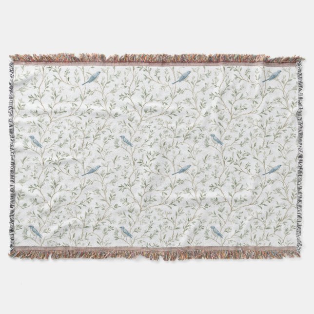 Pretty Blue Birds   Throw Blanket (Front)