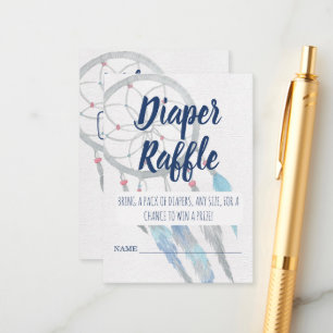 Pretty Blue Boho Dreamcatcher Baby Shower Enclosure Card