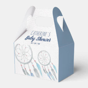 Pretty Blue Boho Dreamcatcher Baby Shower Favor Boxes