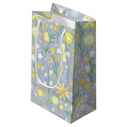 Pretty Blue Botanical Wildflower Floral Small Gift Bag