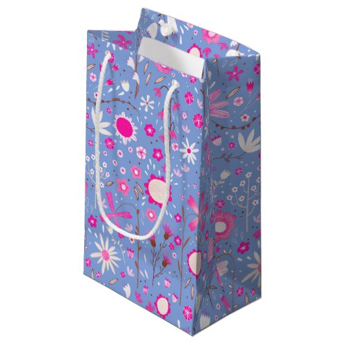 Pretty Blue Botanical Wildflower Floral Small Gift Bag