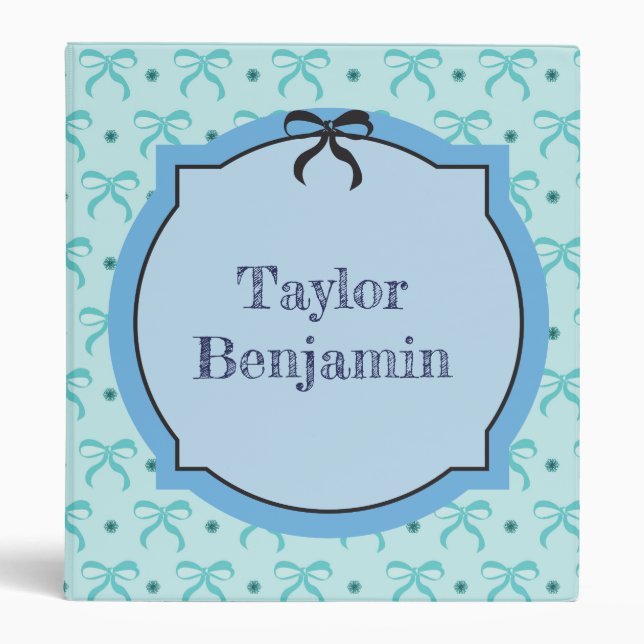 Pretty blue bows 3 ring binder (Front)