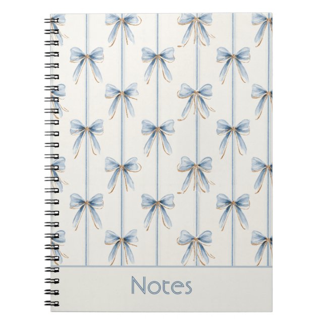Pretty Blue Bows & Stripes Notebook (Front)