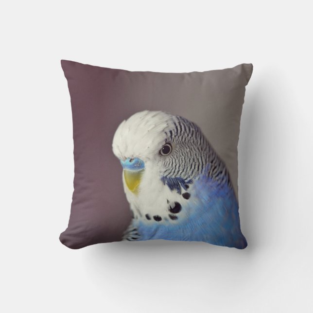 Pretty Blue Budgie Photo Throw Pillow (Front)