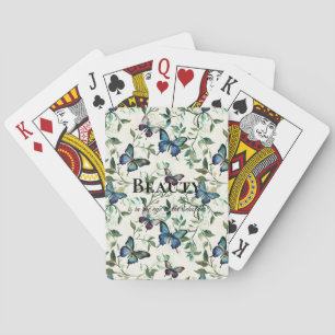 Pretty Blue Butterflies Beauty Quote Poker Cards