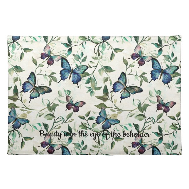 Pretty Blue Butterflies Bridal Shower Cloth Placemat (Front)