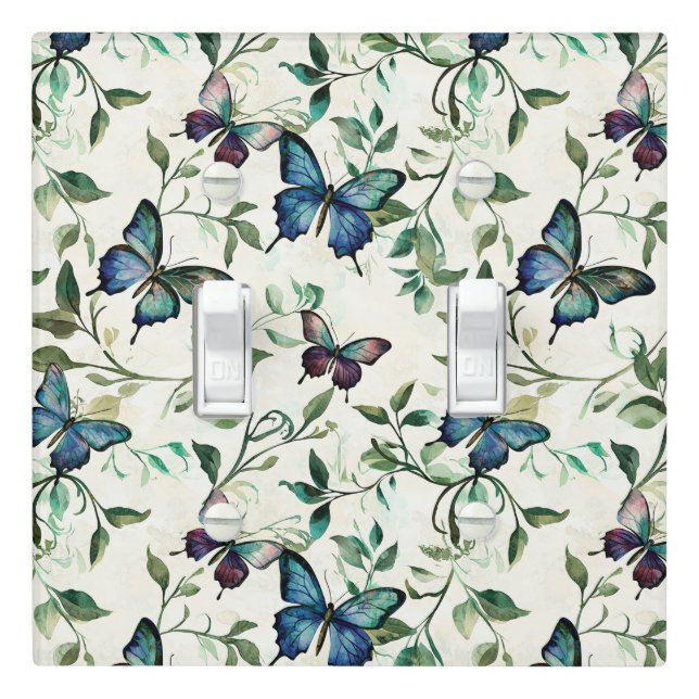 Pretty Blue Butterflies Bridal Shower Light Switch Cover (In Situ)