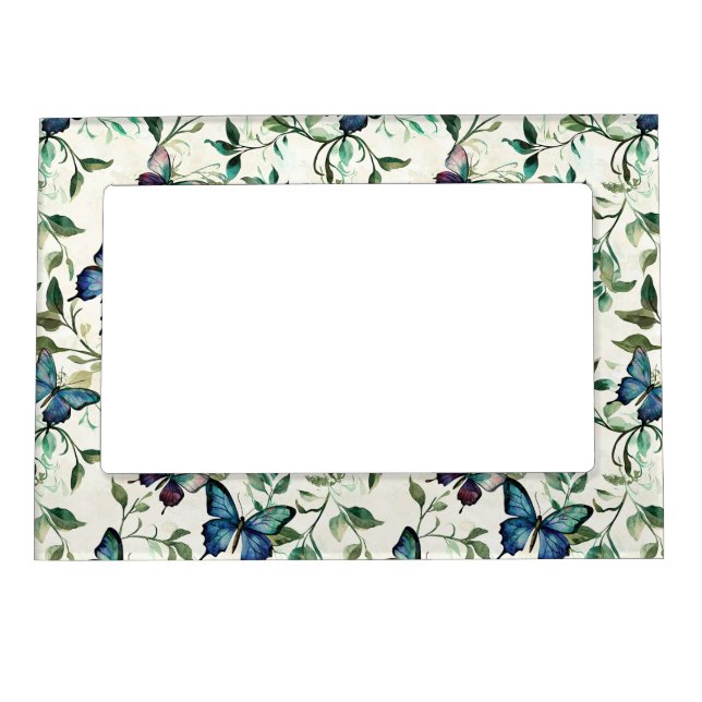 Pretty Blue Butterflies Bridal Shower Magnetic Frame (Front)