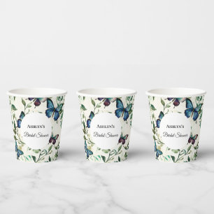 Pretty Blue Butterflies Bridal Shower Paper Cups