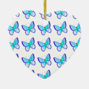 Pretty Blue Butterflies Ceramic Ornament