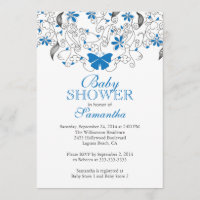 Pretty Blue Butterfly Baby Boy Baby Shower Invitation