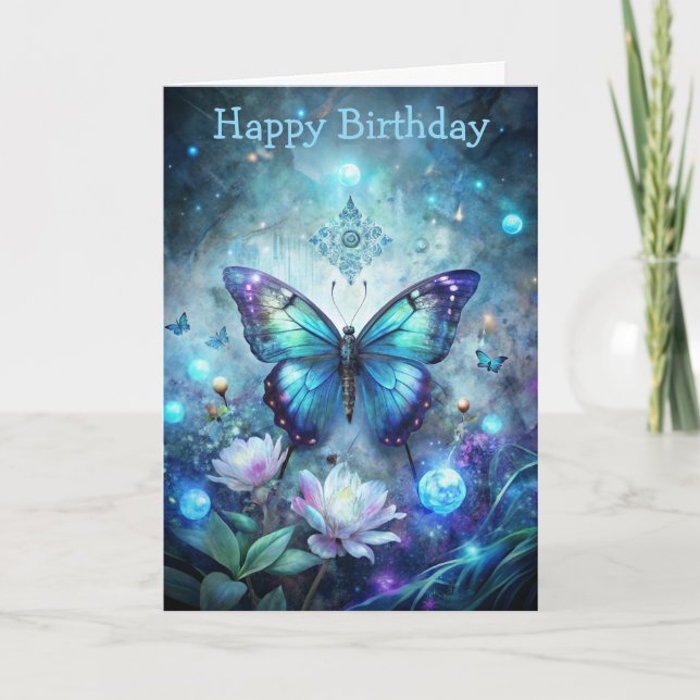 Pretty Blue Butterfly Card (Front)