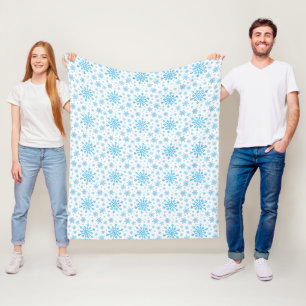 Pretty Blue Christmas Snowflakes on Winter White   Fleece Blanket