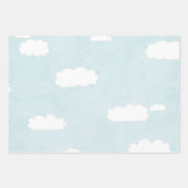 Pretty Blue Clouds Baby Shower Mix and Match Wrapping Paper Sheets (Front)