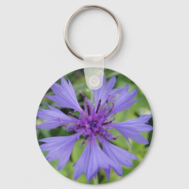 Pretty blue cornflower keychain (Front)