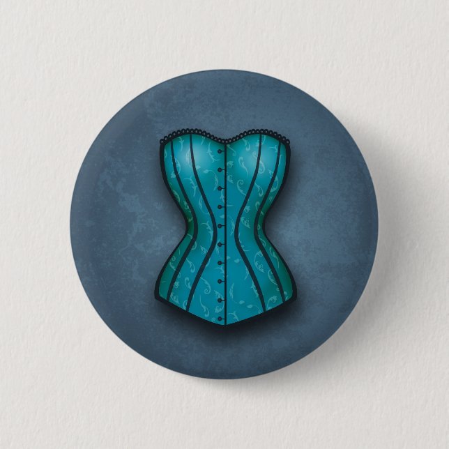Pretty Blue Corset Pinback Button (Front)