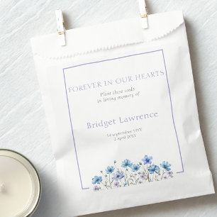 Pretty Blue Cosmos Flowers Funeral Seed Packet Favor Bag